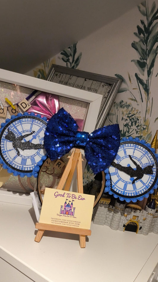 Peter Pan Tinkerbell Disney Minnie and Mickey Inspired Light Mouse Ears Headband - Disney World Magic Kingdom Blue White