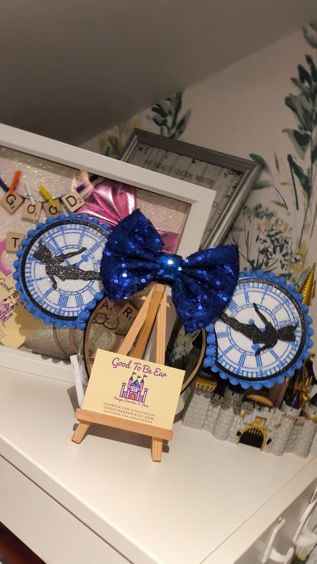 Peter Pan Tinkerbell Disney Minnie and Mickey Inspired Light Mouse Ears Headband - Disney World Magic Kingdom Blue White