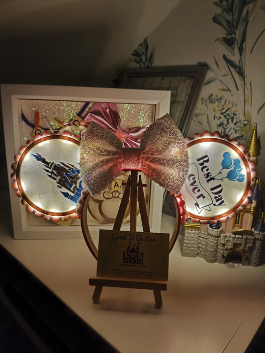 Sleeping Beauty Princess Castle Birthday Disney Minnie and Mickey Inspired Light Mouse Ears Headband- Disney Land White Blue Pink