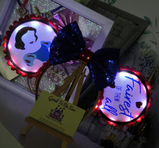 Snow White Princess Disney Minnie and Mickey Inspired Light Mouse Ears Headband - Disney World Magic Kingdom Yellow Blue Red