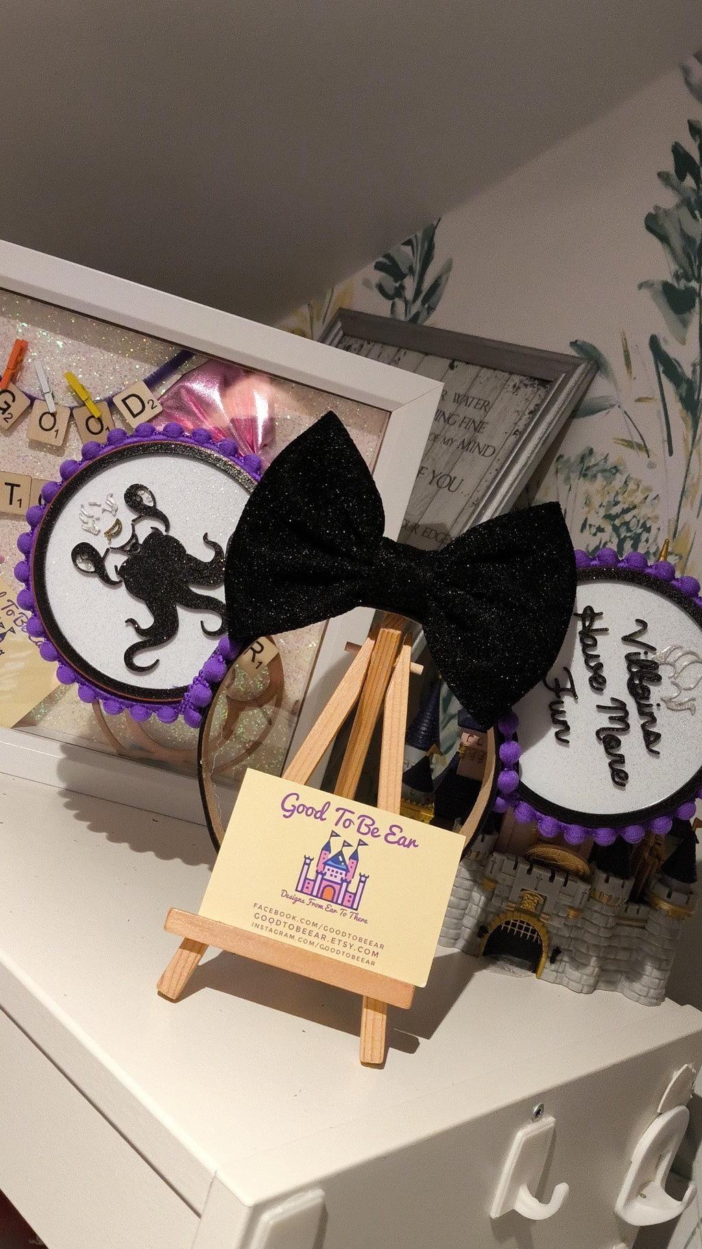 Ursula Villain Witch Ariel Little Mermaid Disney Minnie and Mickey Inspired Light Mouse Ears Headband - World Magic Kingdom Purple Black
