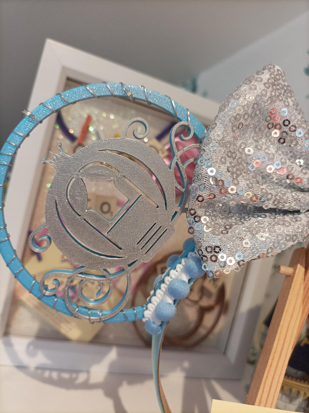 Cinderella Princess Carriage 75th Anniversay Disney Minnie and Mickey Inspired Light Mouse Ears Headband - Disney World Magic Kingdom Blue