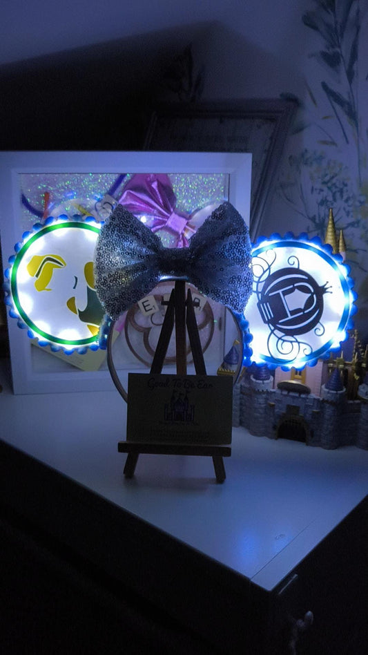 Cinderella Princess Carriage Disney Minnie and Mickey Inspired Light Mouse Ears Headband - Disney World Magic Kingdom Blue Silver White