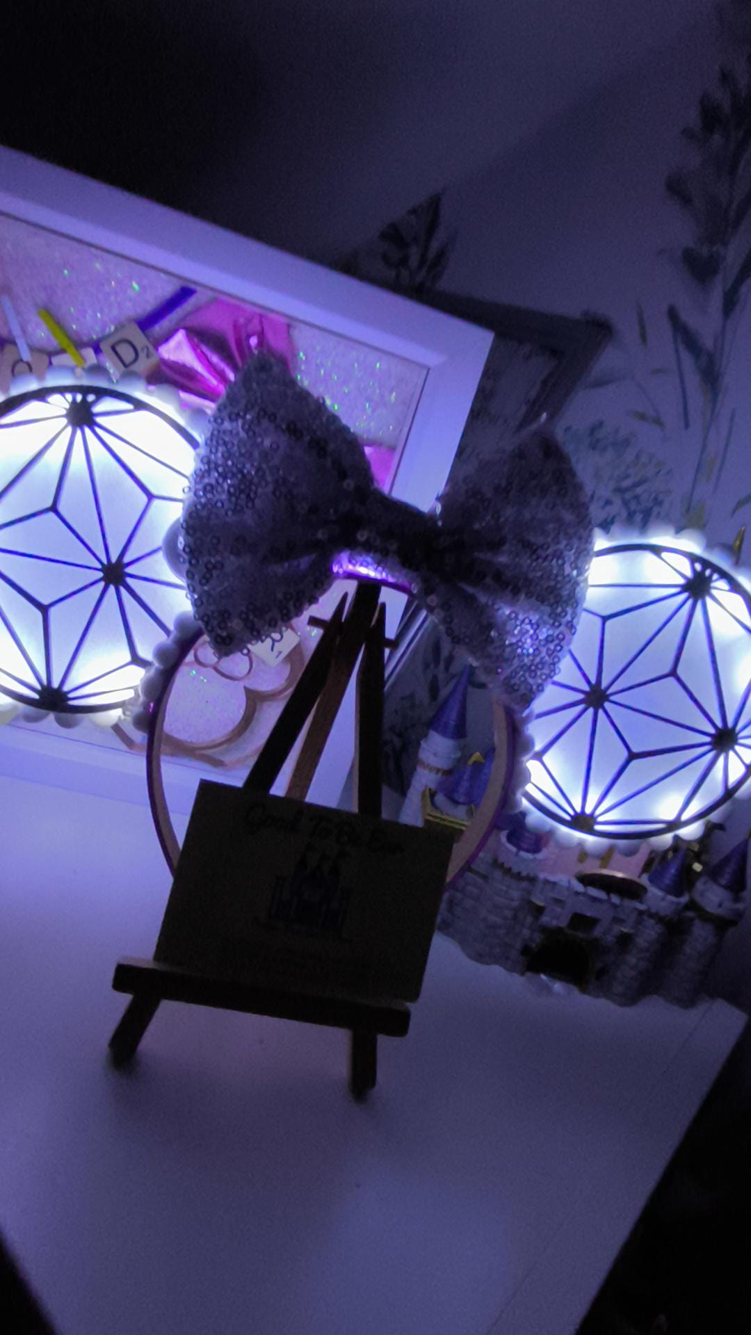 Epcot Spaceship Earth Disney Minnie and Mickey Inspired Light Mouse Ears Headband- Disney World White Silver Figment