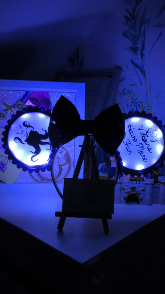 Ursula Villain Witch Ariel Little Mermaid Disney Minnie and Mickey Inspired Light Mouse Ears Headband - World Magic Kingdom Purple Black