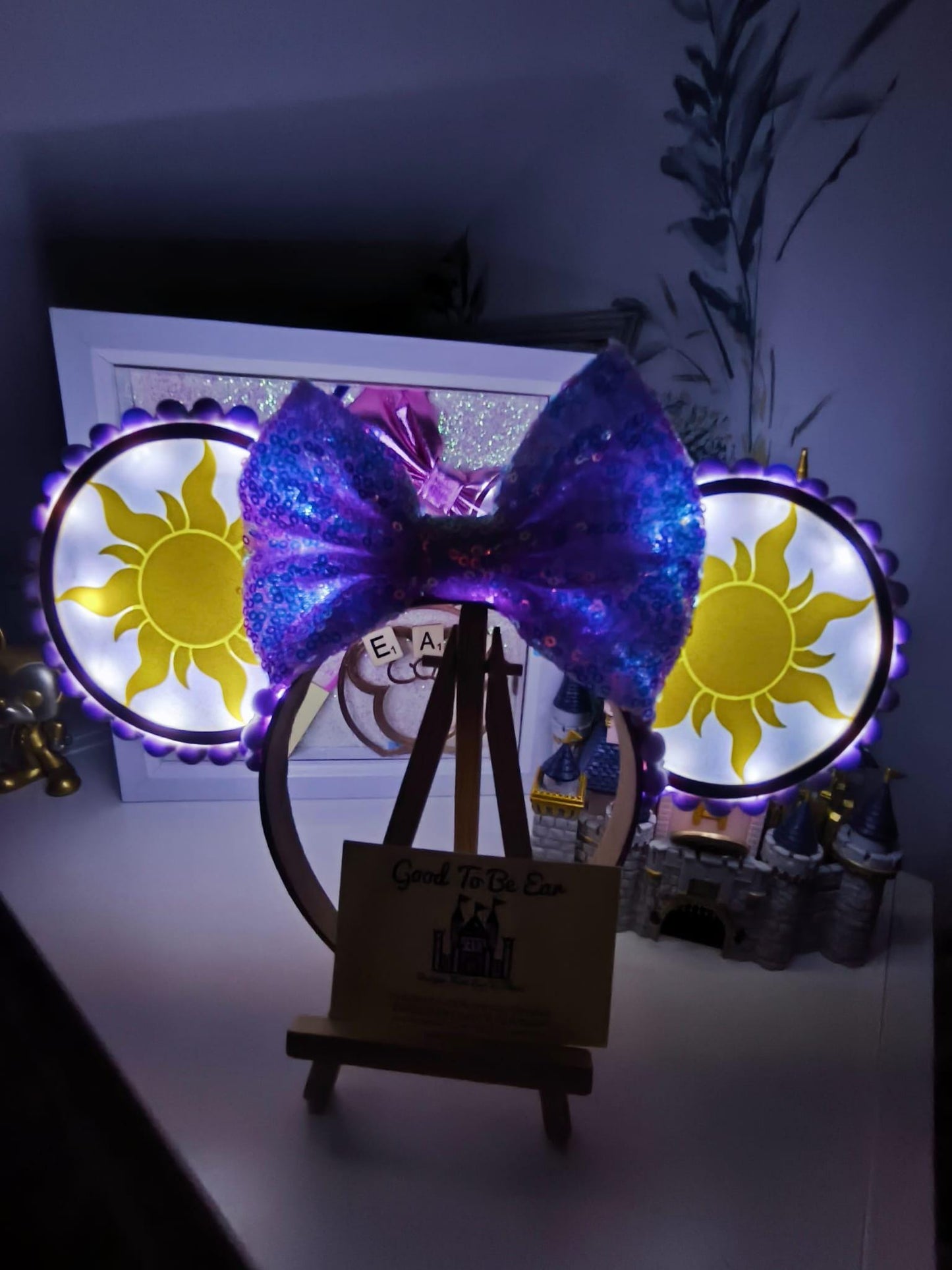 Rapunzel Suns Princess Disney Minnie and Mickey Inspired Light Mouse Ears Headband - Disney World Magic Kingdom Purple Yellow White