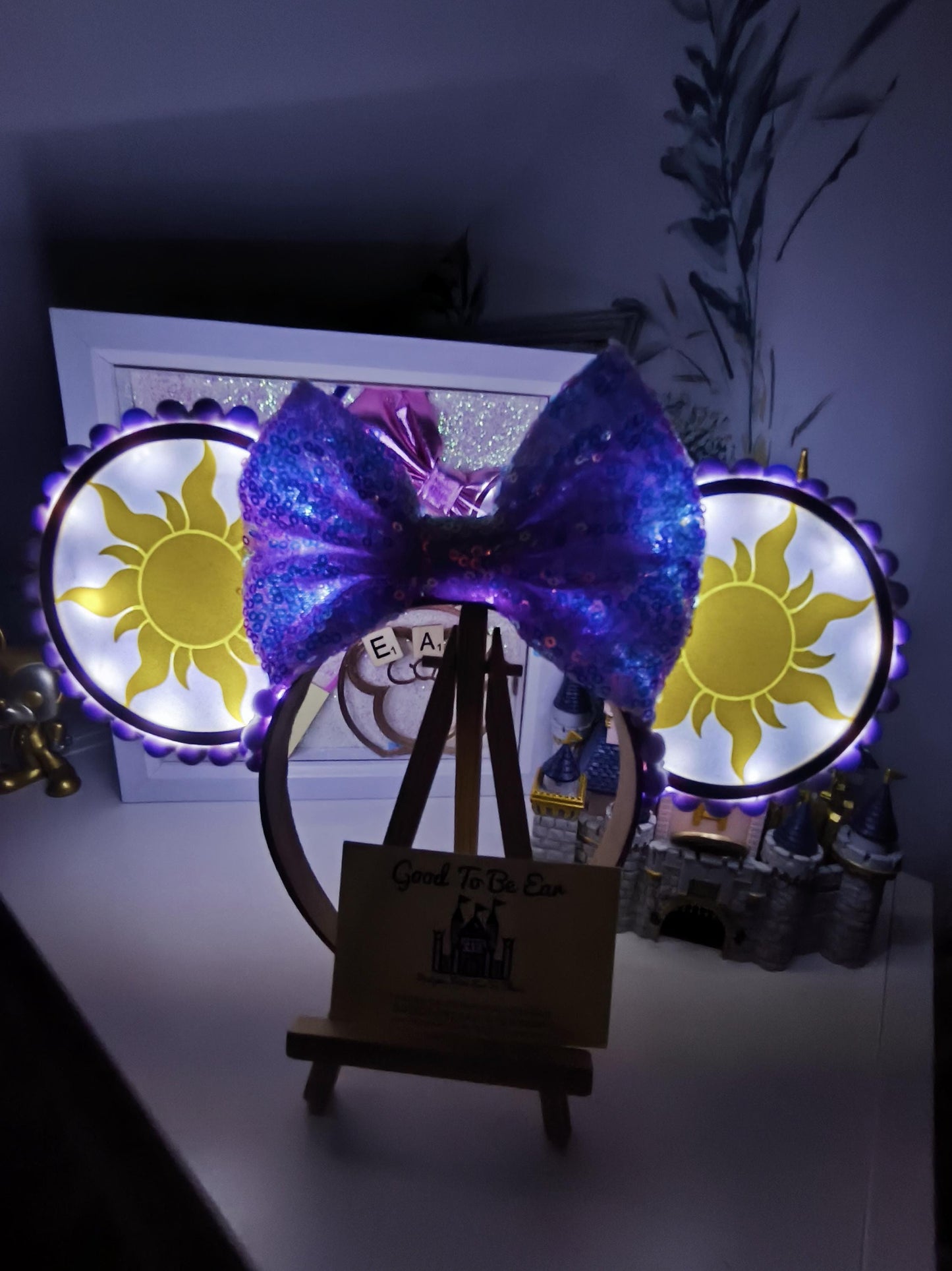 Rapunzel Suns Princess Disney Minnie and Mickey Inspired Light Mouse Ears Headband - Disney World Magic Kingdom Purple Yellow White
