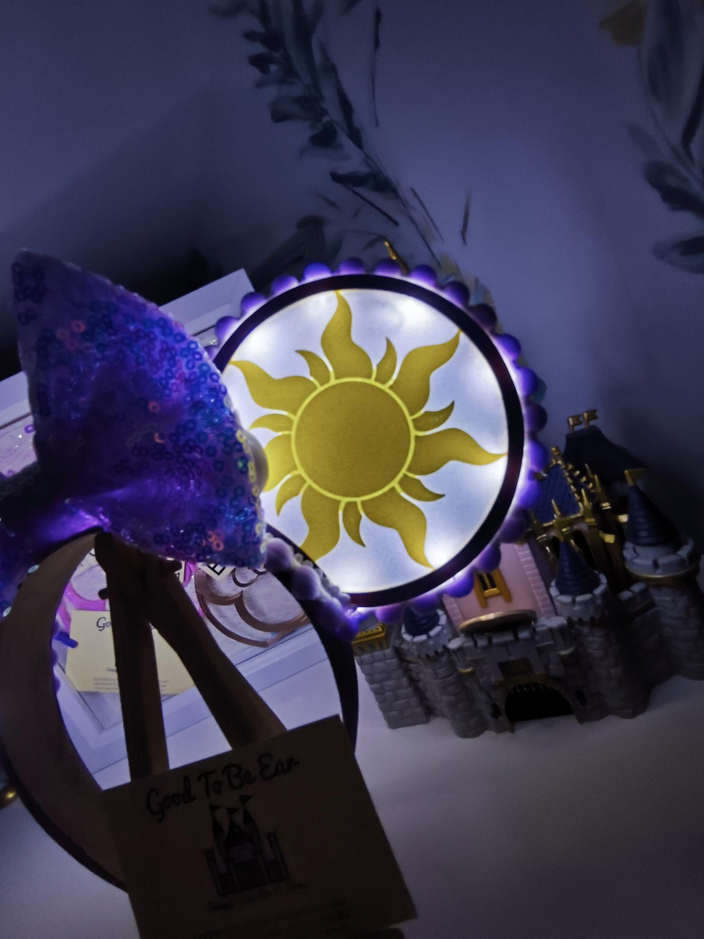 Rapunzel Suns Princess Disney Minnie and Mickey Inspired Light Mouse Ears Headband - Disney World Magic Kingdom Purple Yellow White