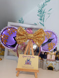 Rapunzel Lanterns Princess Disney Minnie and Mickey Inspired Light Mouse Ears Headband - Disney World Magic Kingdom Purple Gold Black