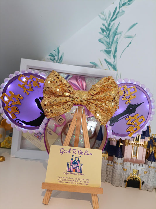 Rapunzel Lanterns Princess Disney Minnie and Mickey Inspired Light Mouse Ears Headband - Disney World Magic Kingdom Purple Gold Black