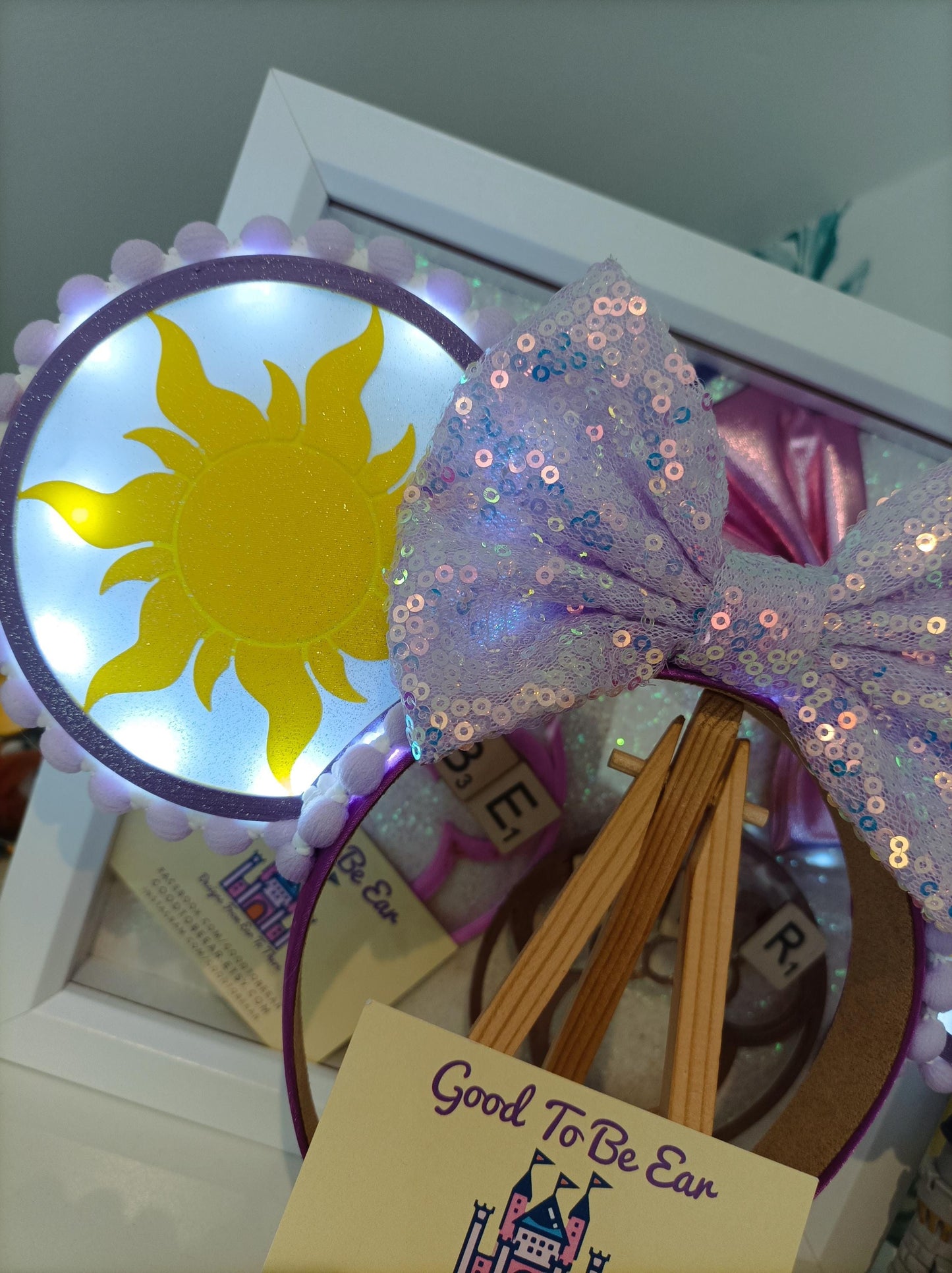 Rapunzel Suns Princess Disney Minnie and Mickey Inspired Light Mouse Ears Headband - Disney World Magic Kingdom Purple Yellow White