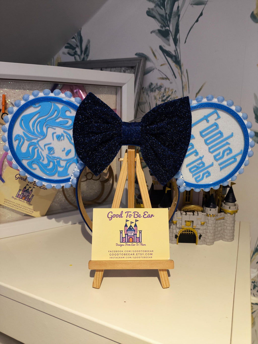 Haunted Mansion Madame Light Disney Minnie and Mickey Inspired Mouse Ears Headband - Magic Kingdom Disneyland Paris Blue White Black