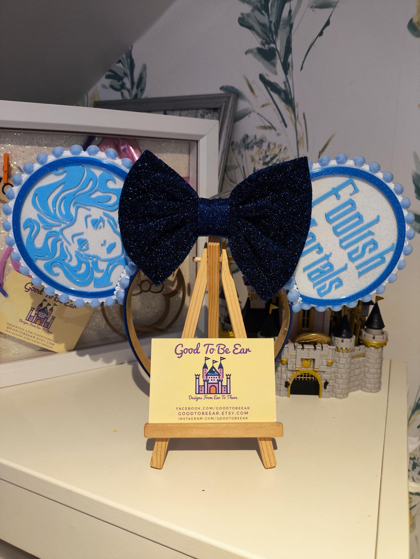 Haunted Mansion Madame Light Disney Minnie and Mickey Inspired Mouse Ears Headband - Magic Kingdom Disneyland Paris Blue White Black