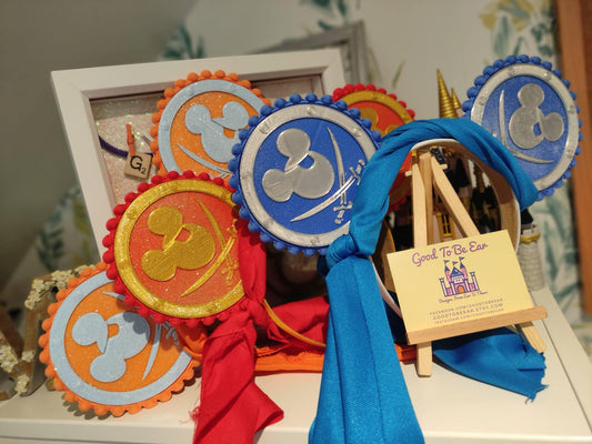 Pirates Cruise Disney Minnie and Mickey Inspired Mouse Style Ears Headband Sparkly Blue Red Orange Black