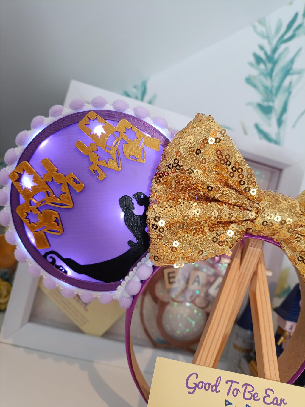 Rapunzel Lanterns Princess Disney Minnie and Mickey Inspired Light Mouse Ears Headband - Disney World Magic Kingdom Purple Gold Black