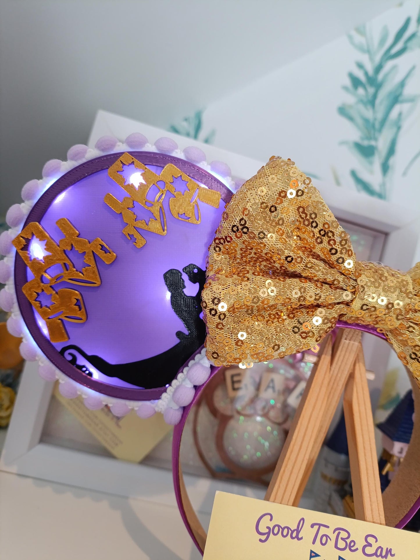 Rapunzel Lanterns Princess Disney Minnie and Mickey Inspired Light Mouse Ears Headband - Disney World Magic Kingdom Purple Gold Black