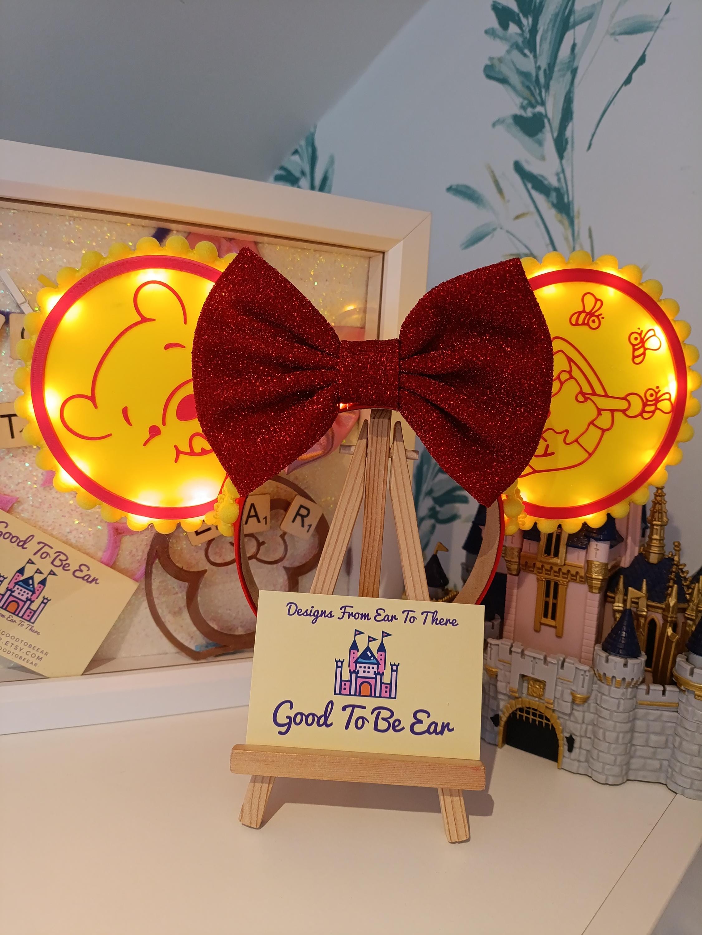 Winnie Pooh Honeypot Light Disney Minnie and Mickey Inspired Mouse Ears Headband - Magic Kingdom Red Yellow