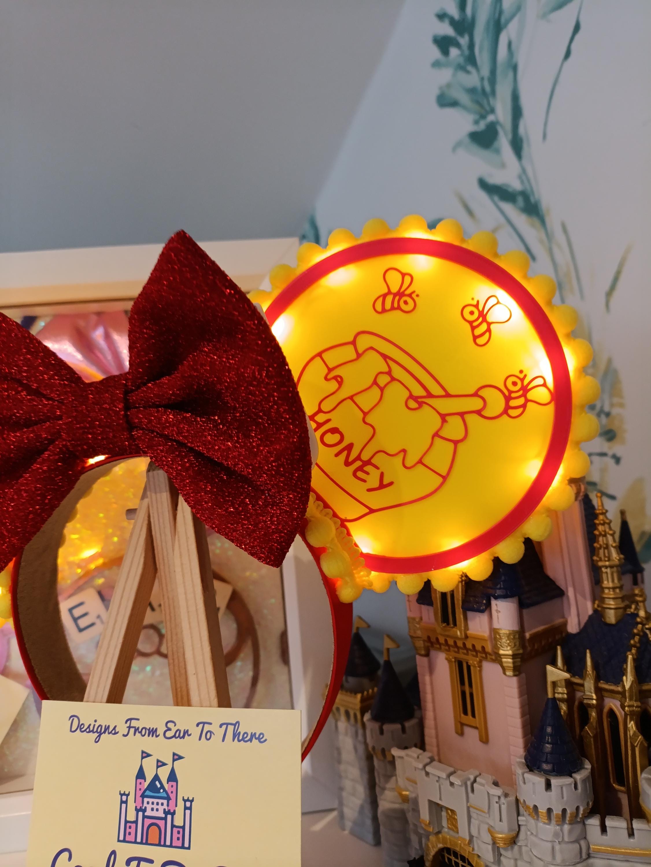 Winnie Pooh Honeypot Light Disney Minnie and Mickey Inspired Mouse Ears Headband - Magic Kingdom Red Yellow