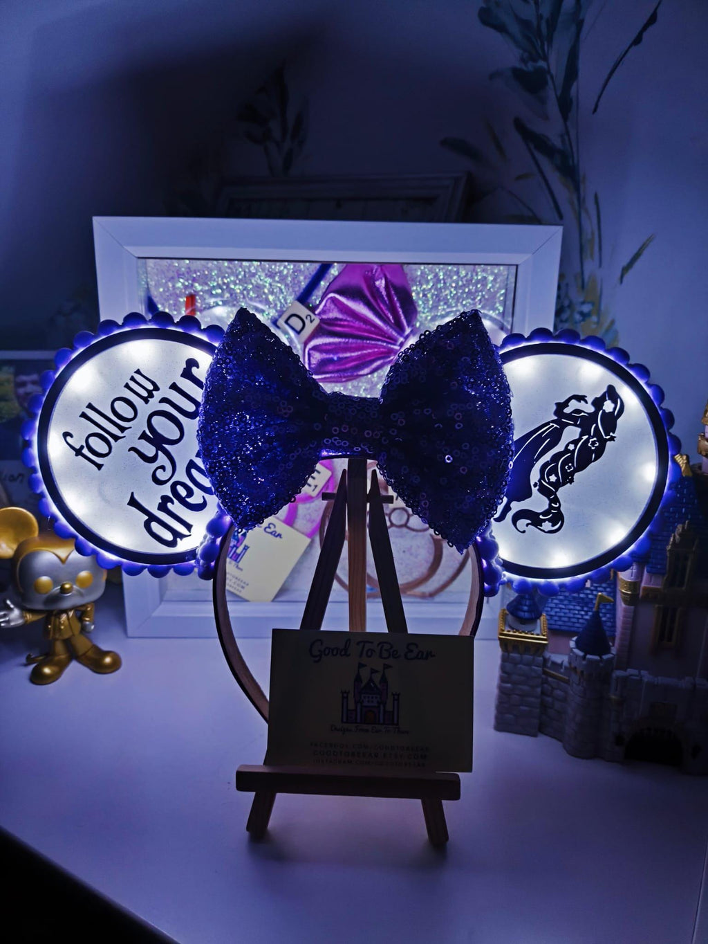 Rapunzel Princess Disney Minnie and Mickey Inspired Light Mouse Ears Headband - Disney World Magic Kingdom Purple White