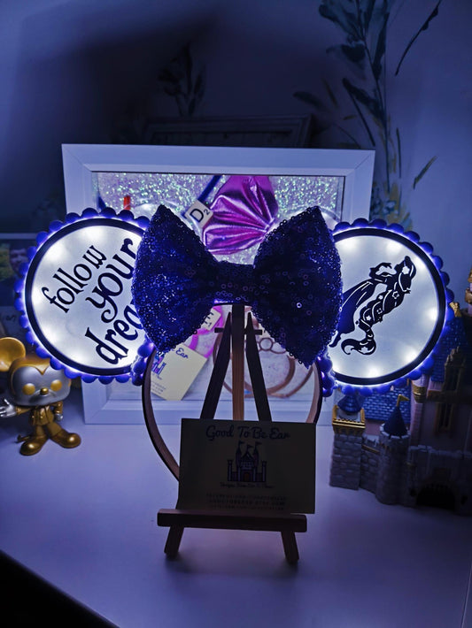 Rapunzel Princess Disney Minnie and Mickey Inspired Light Mouse Ears Headband - Disney World Magic Kingdom Purple White