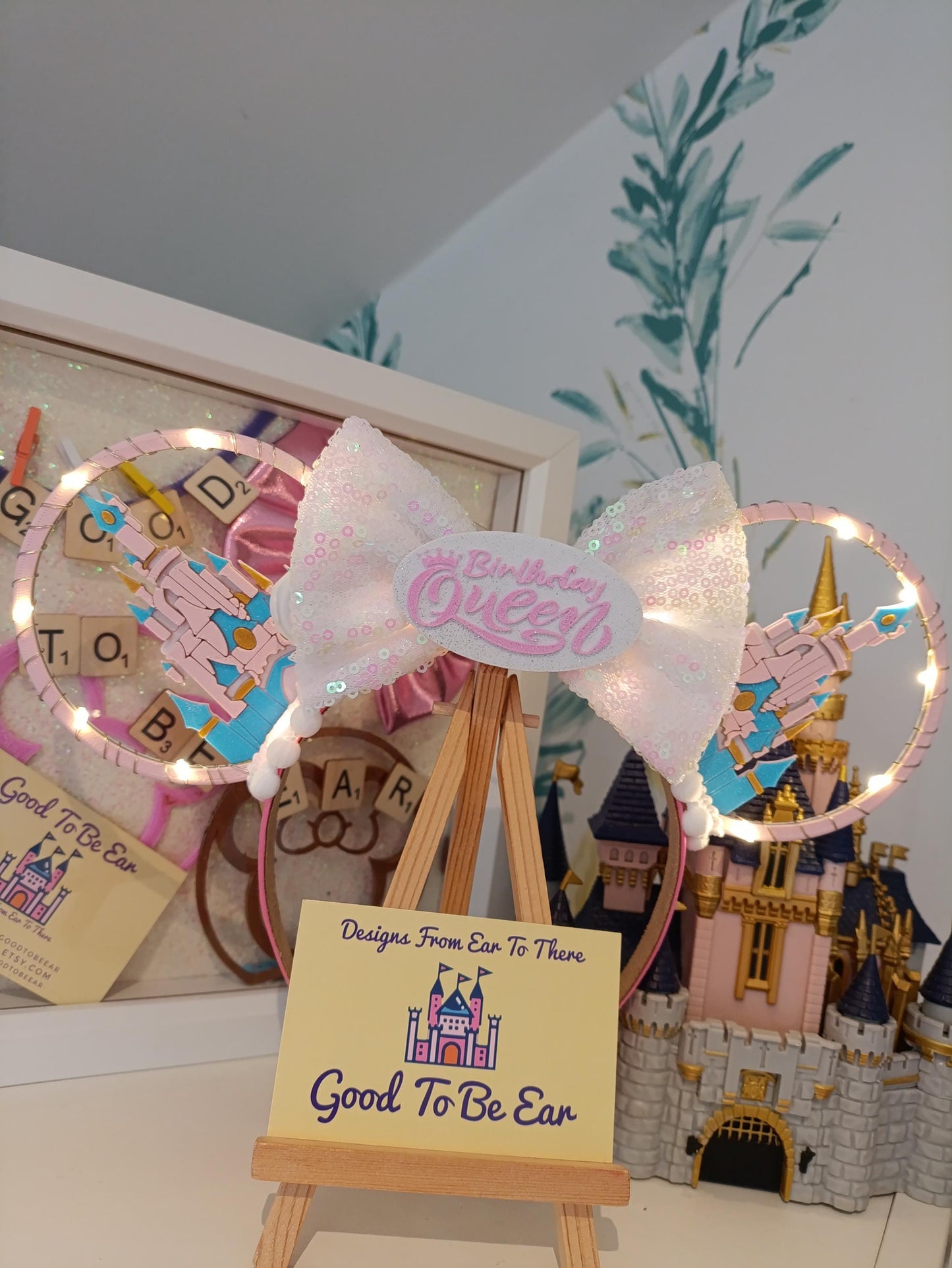 Personalised Custom Sleeping Beauty Princess Aurora Castle Disney Minnie and Mickey Inspired Light Mouse Ears Headband - Disney Land Paris