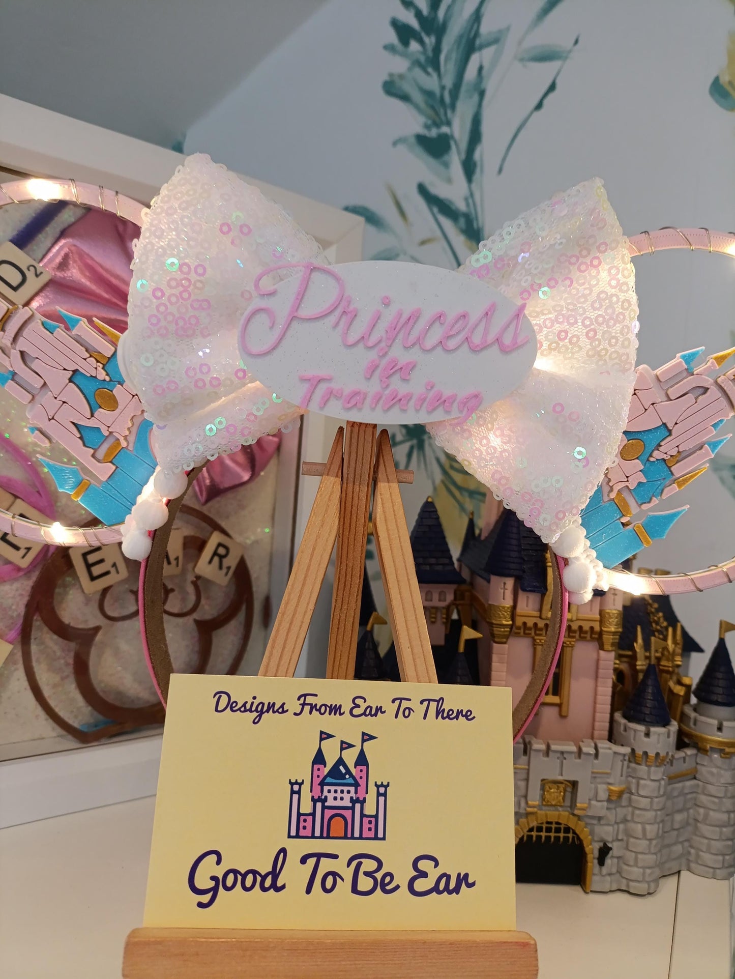 Personalised Custom Sleeping Beauty Princess Aurora Castle Disney Minnie and Mickey Inspired Light Mouse Ears Headband - Disney Land Paris
