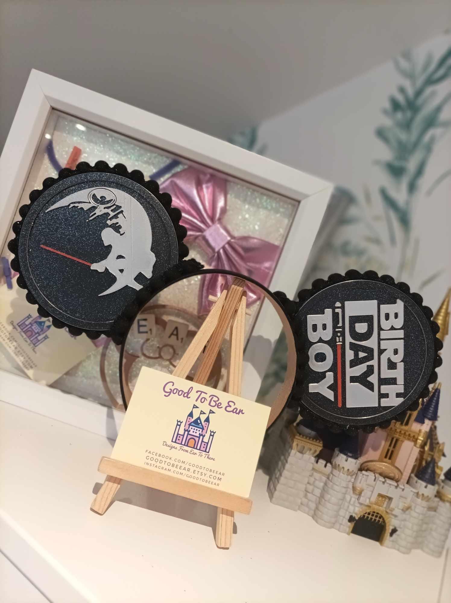 Star Wars Birthday Boy Disney Minnie and Mickey Inspired Mouse Style Ears Headband Sparkly Black Red Silver
