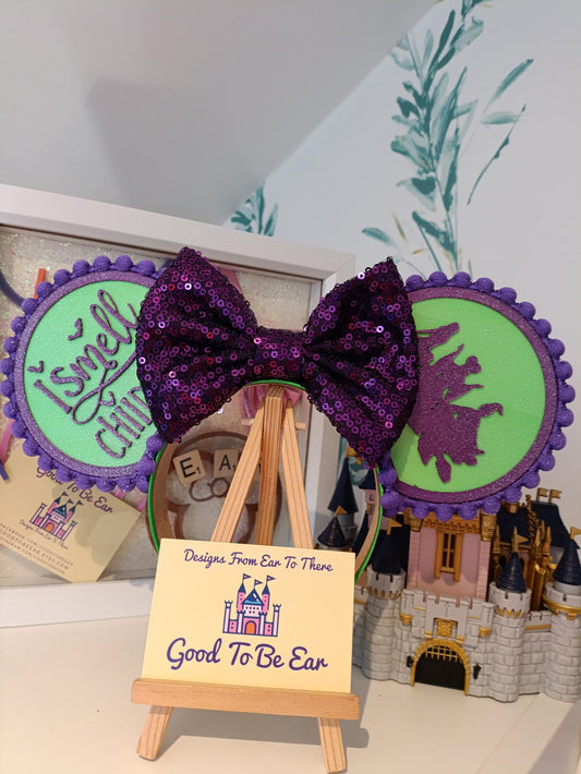 Reversible Halloween Witches Sanderson Sisters Disney Minnie and Mickey Inspired Mouse Style Ears Headband Sparkly Sequin Green Purple