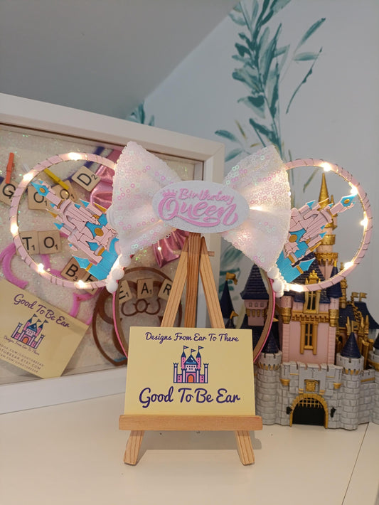 Personalised Custom Sleeping Beauty Princess Aurora Castle Disney Minnie and Mickey Inspired Light Mouse Ears Headband - Disney Land Paris