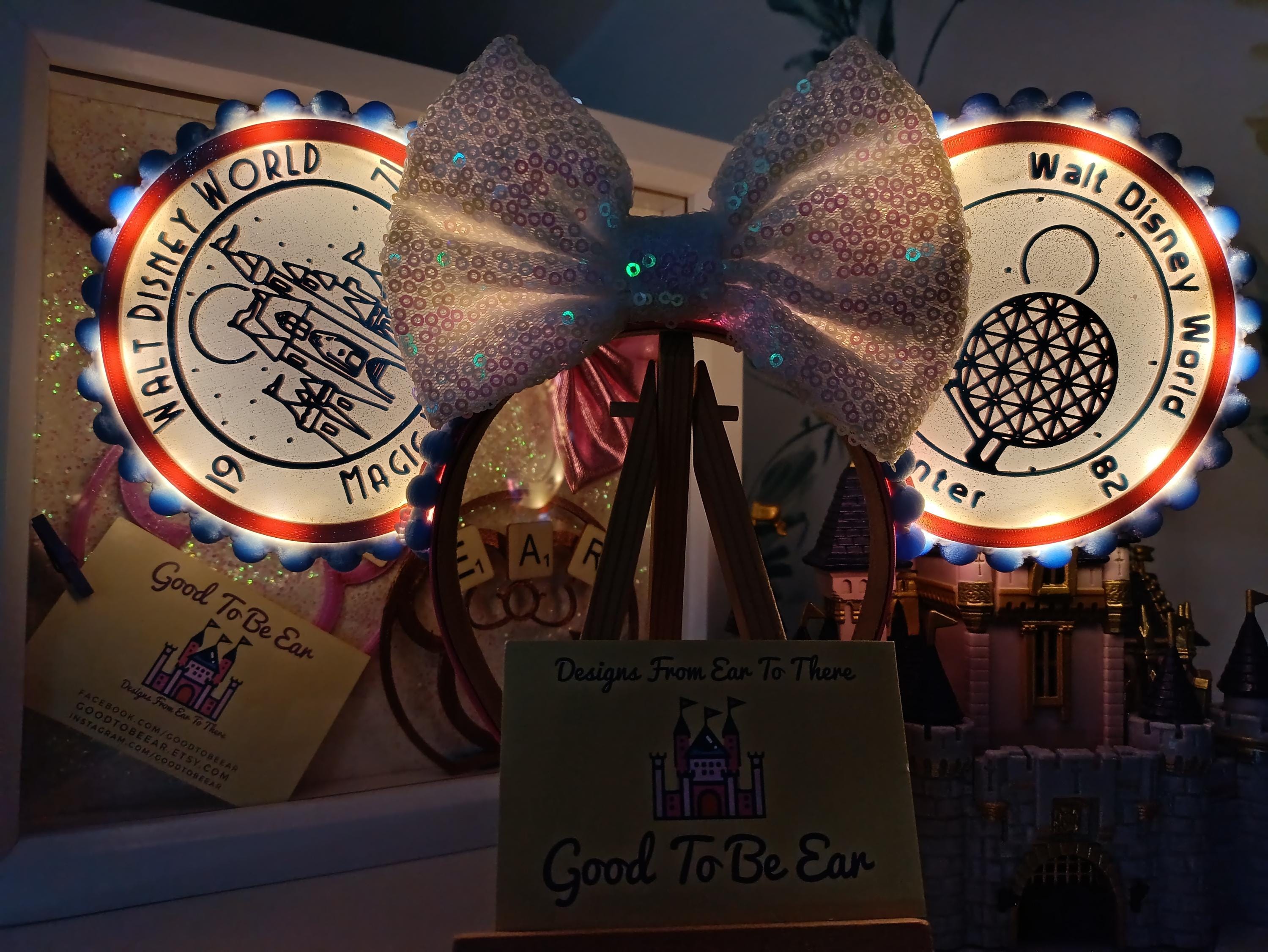 Four Parks Disney Minnie and Mickey Inspired Light Mouse Ears Headband- Disney World Magic Kingdom Hollywood Studios Epcot Animal Kingdom