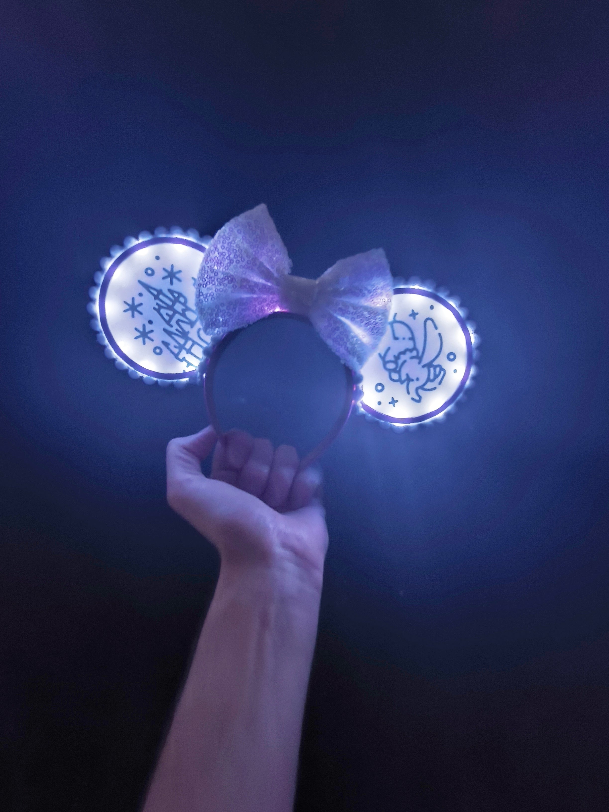 Magic Kingdom Icons Castle Disney Minnie and Mickey Inspired Light Mouse Ears Headband - Disney World Pink Blue White