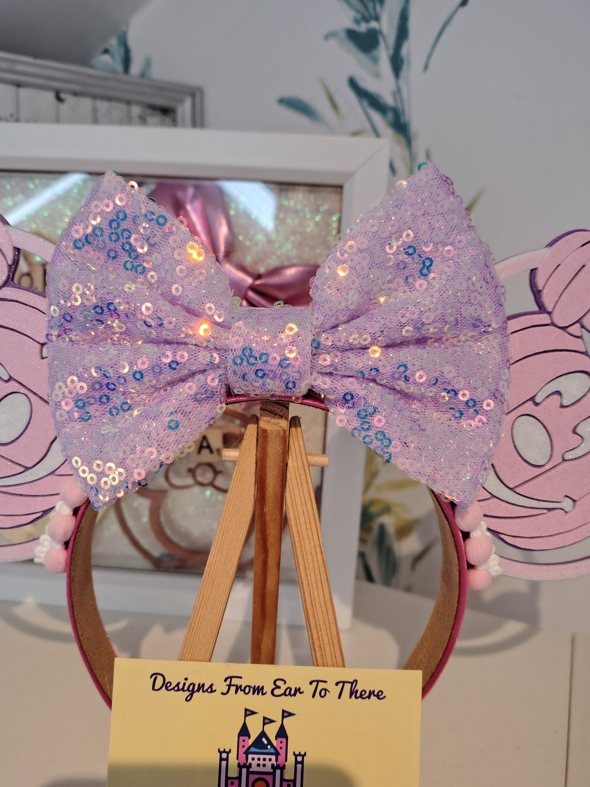 Pink Pumpkin Light Disney Minnie and Mickey Inspired Mouse Ears Headband Sparkly Sequin - Magic Kingdom Scary Party Pink Purple