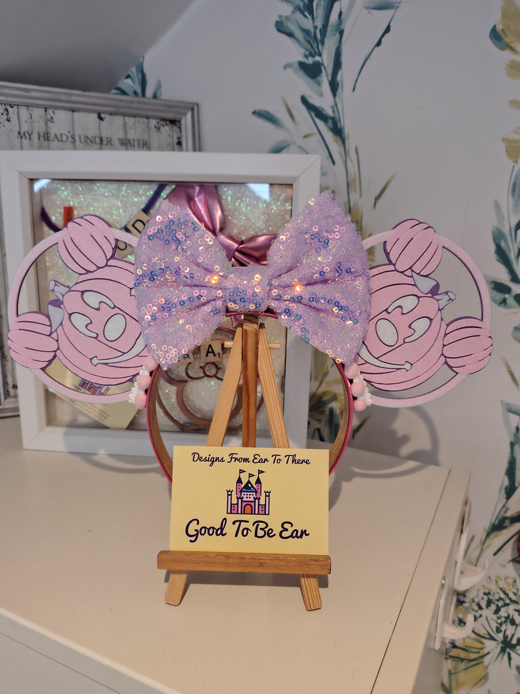 Pink Pumpkin Light Disney Minnie and Mickey Inspired Mouse Ears Headband Sparkly Sequin - Magic Kingdom Scary Party Pink Purple