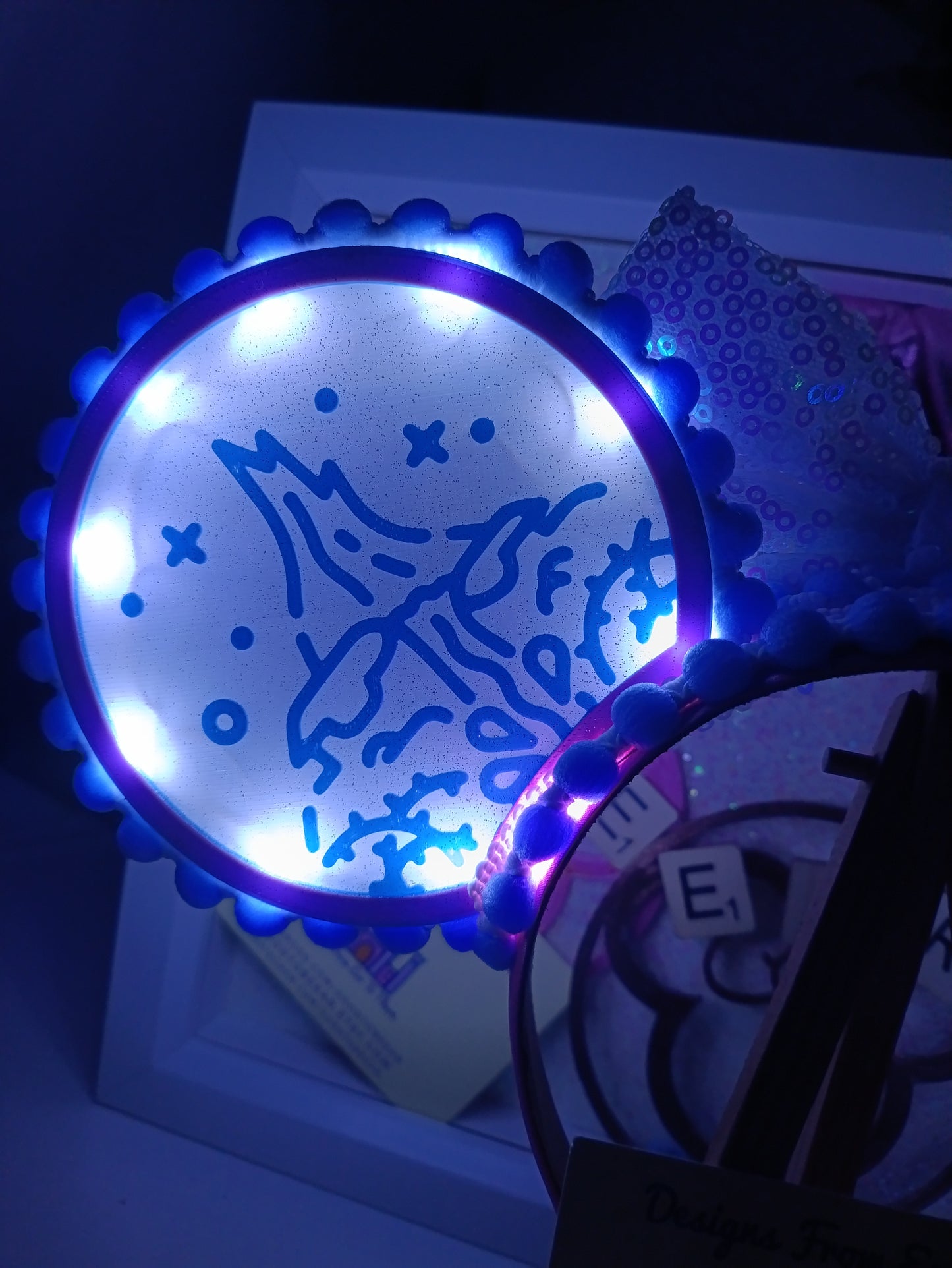 Magic Kingdom Icons Castle Disney Minnie and Mickey Inspired Light Mouse Ears Headband - Disney World Pink Blue White
