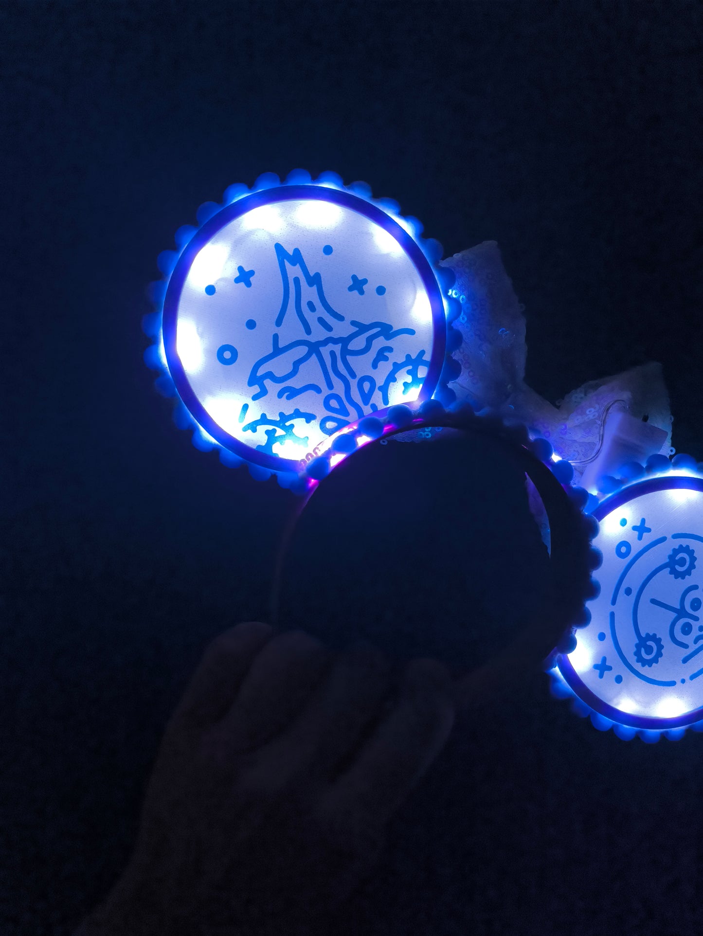 Magic Kingdom Icons Castle Disney Minnie and Mickey Inspired Light Mouse Ears Headband - Disney World Pink Blue White