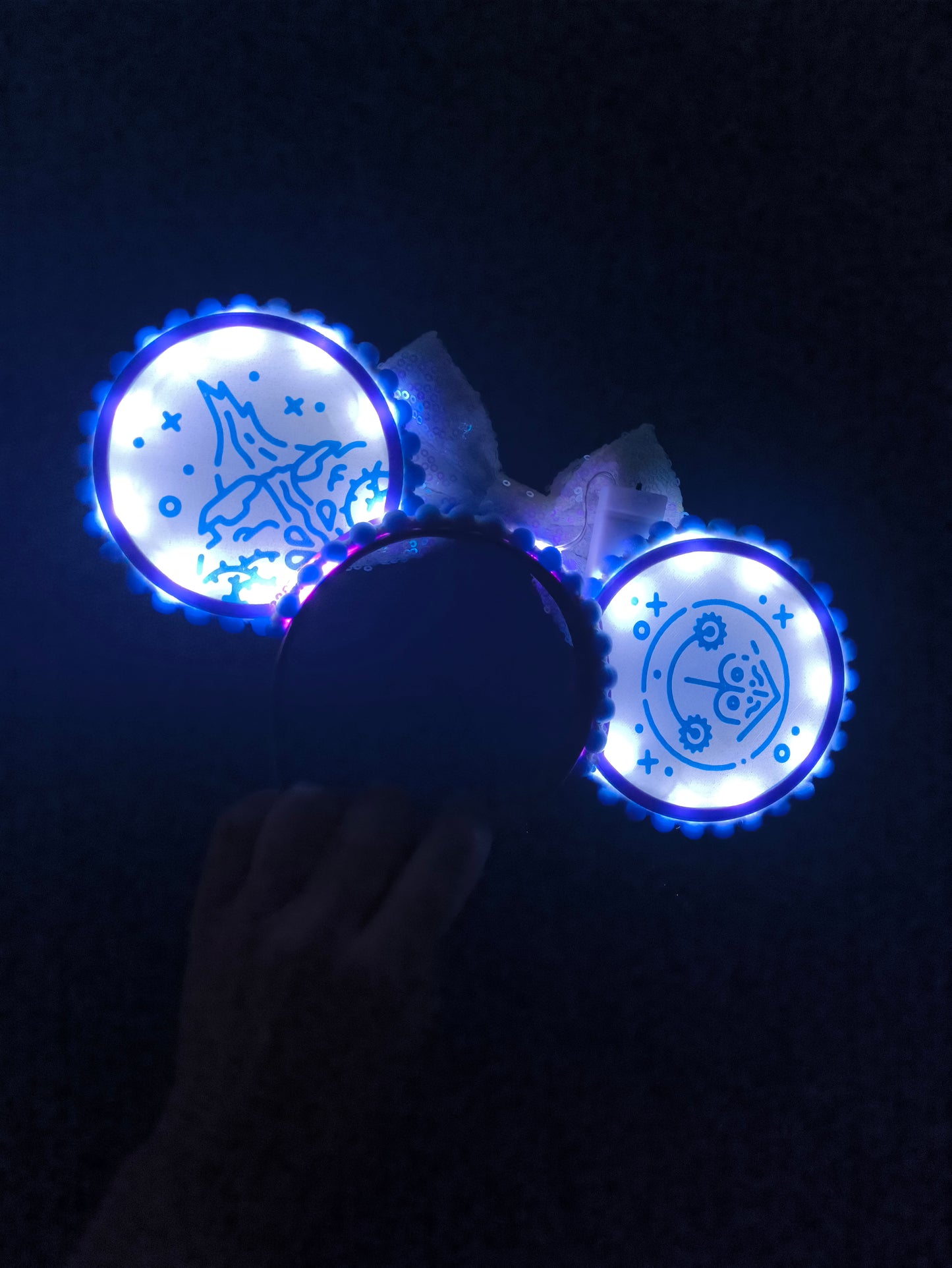Magic Kingdom Icons Castle Disney Minnie and Mickey Inspired Light Mouse Ears Headband - Disney World Pink Blue White