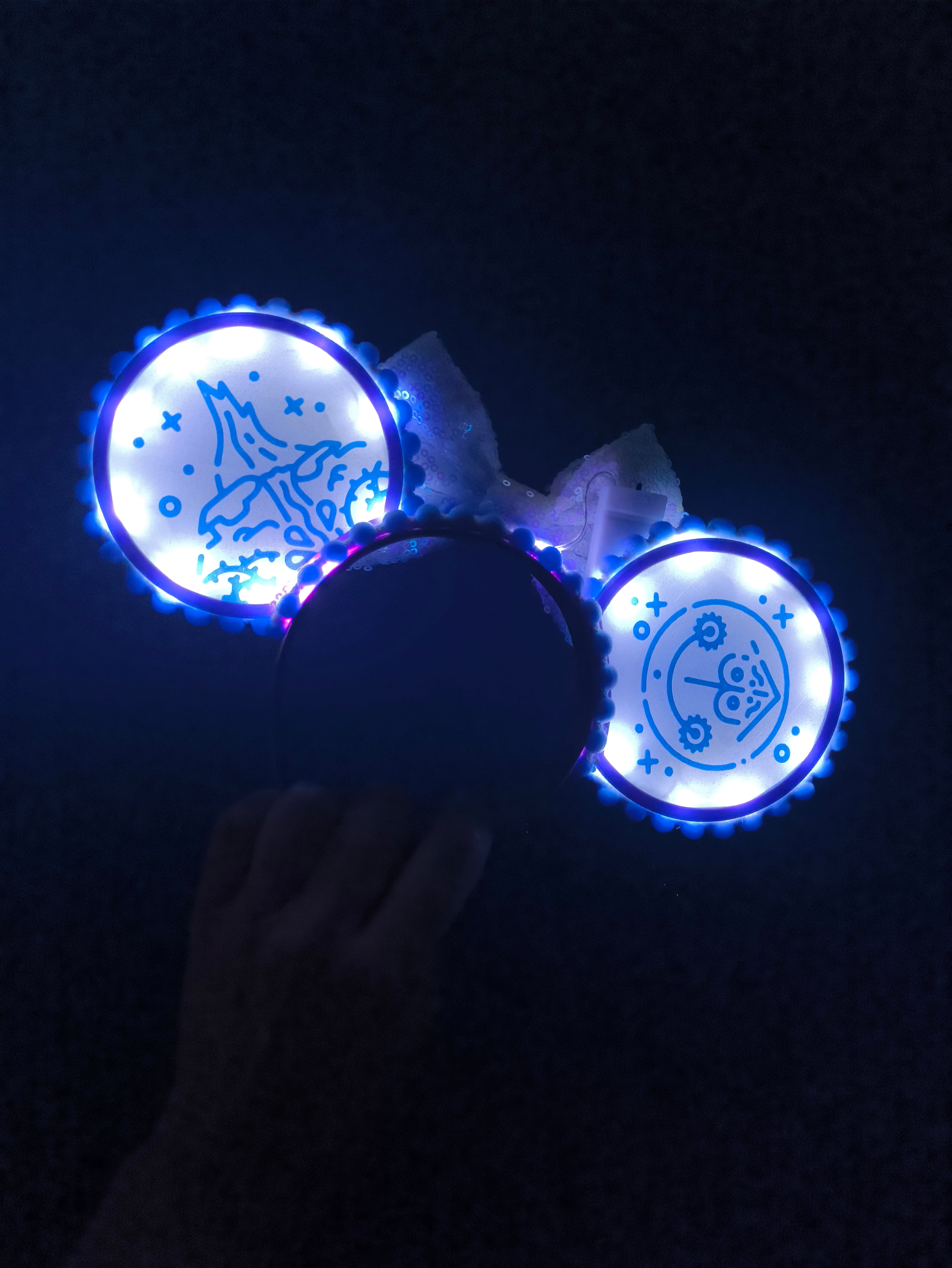 Magic Kingdom Icons Castle Disney Minnie and Mickey Inspired Light Mouse Ears Headband - Disney World Pink Blue White