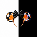 Halloween Pumpkin Light Disney Minnie and Mickey Inspired Mouse Ears Headband Sparkly Sequin - Magic Kingdom Scary Party Black Orange White