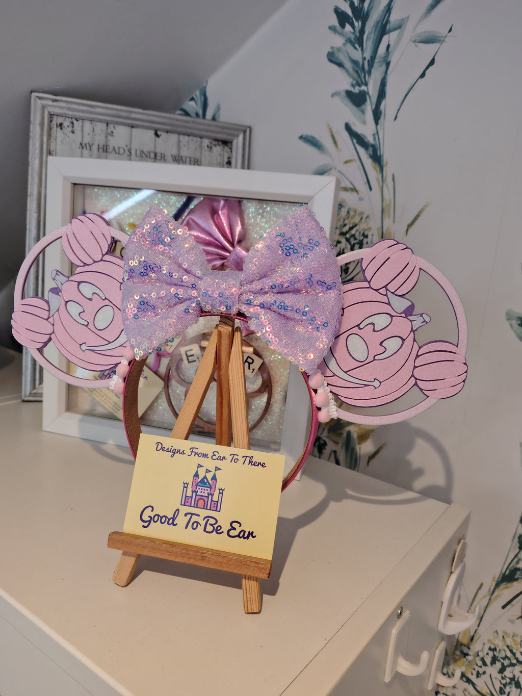 Pink Pumpkin Light Disney Minnie and Mickey Inspired Mouse Ears Headband Sparkly Sequin - Magic Kingdom Scary Party Pink Purple