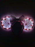 Pink Epcot Spaceship Earth Disney Minnie and Mickey Inspired Light Mouse Ears Headband- Disney World White Figment